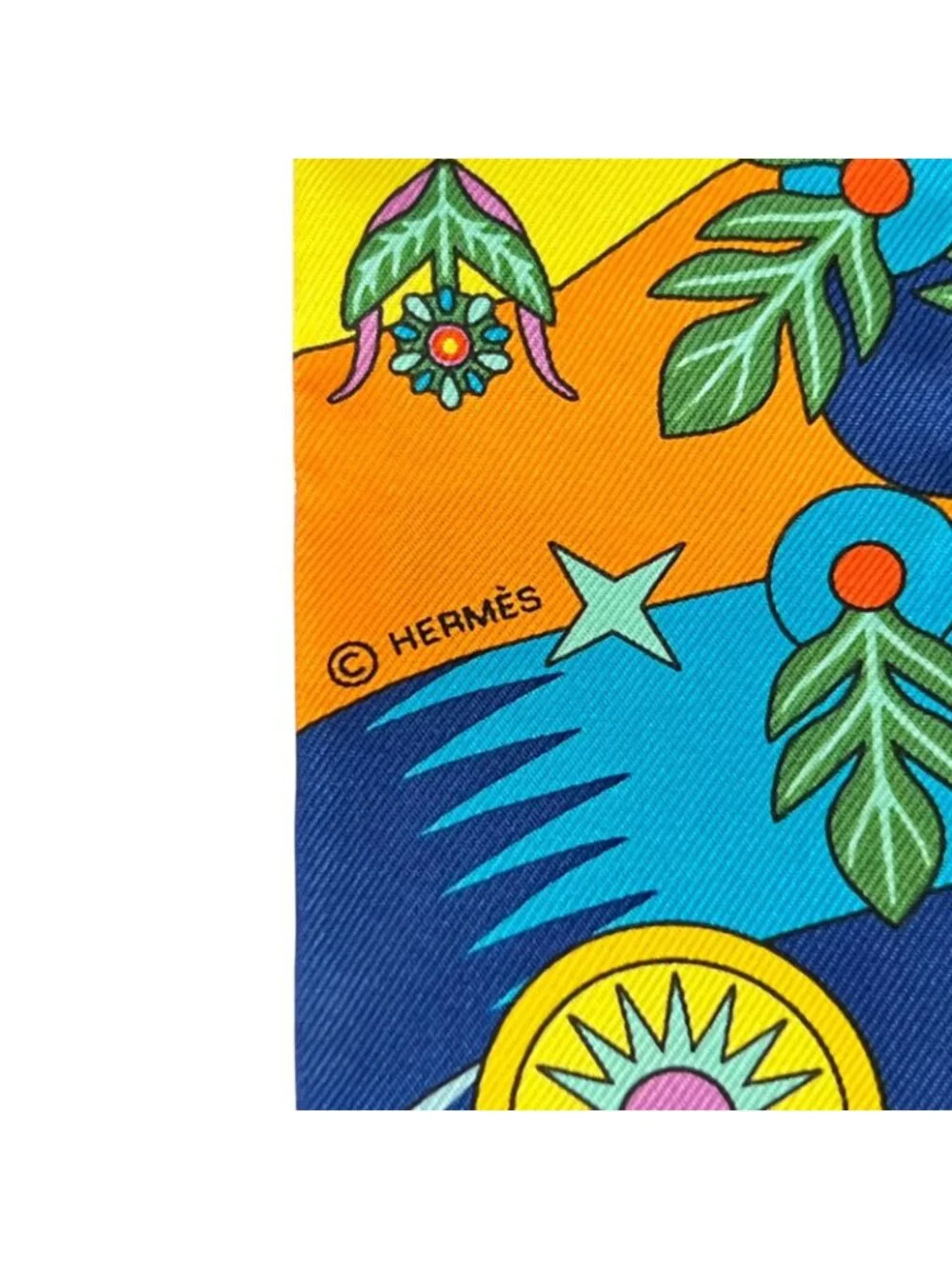 Hermes la Source de Pegase Pegasus Silk 100% Twilly Scarf Multicolor